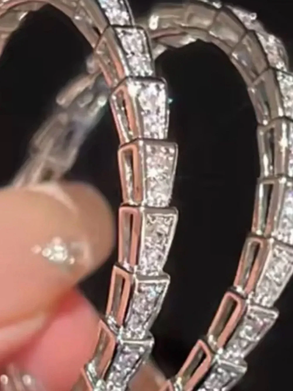 NIB Serpent Hoop Earrings – Silver Over Stainless Steel CZ